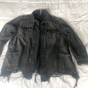 Free people oversized distressed black jacket size large